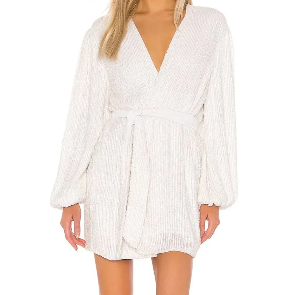 RETROFETE- Gabrielle Sequin Robe- MOONGLOW WHITE Size XS - Picture 2 of 14